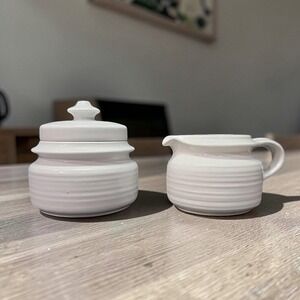 Arabia Finland Cream Lidded Sugar Bowl & Creamer Set Replacement Finnish Pottery